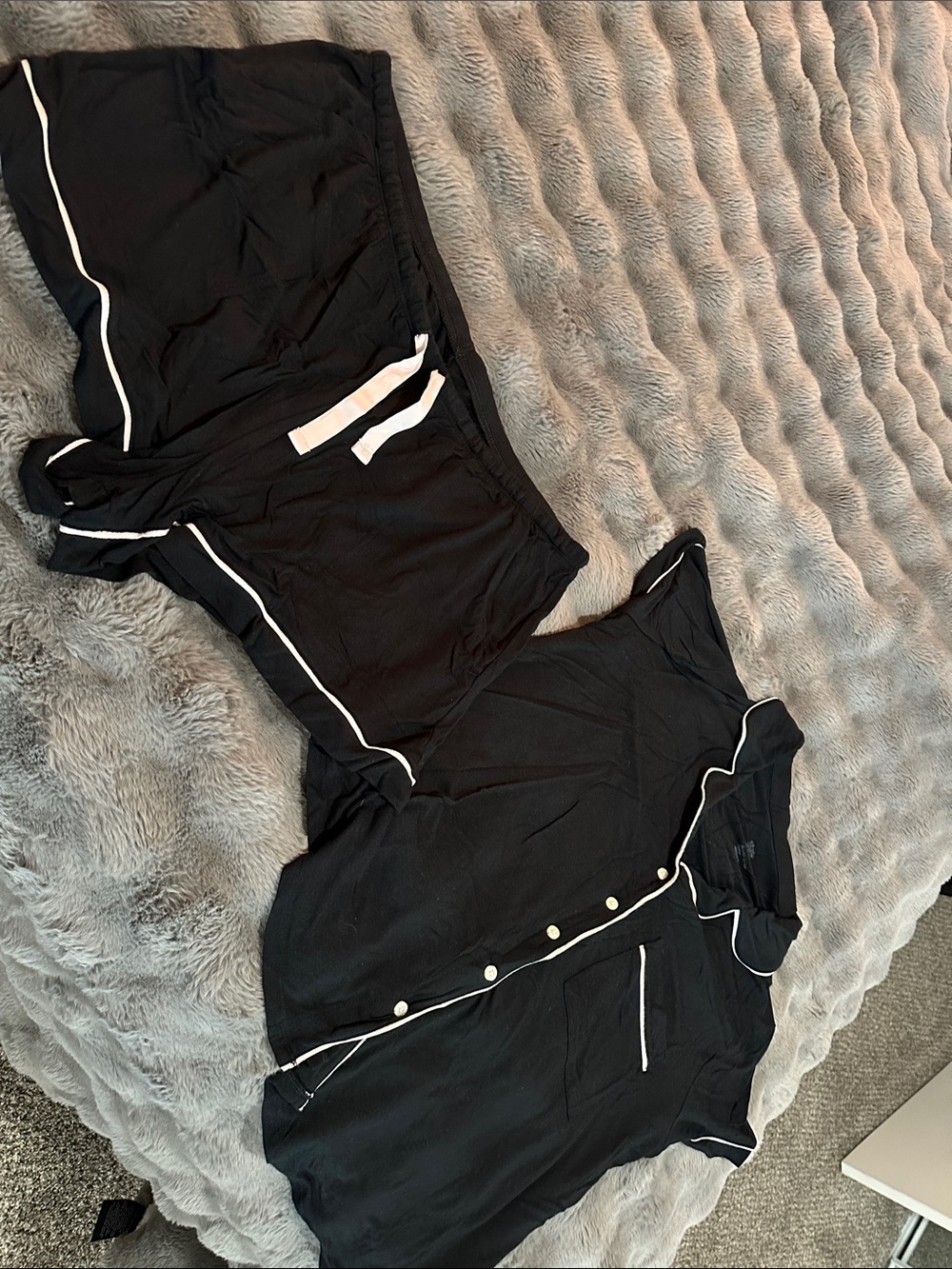 Black Pajama Set with pink Piping (Target)